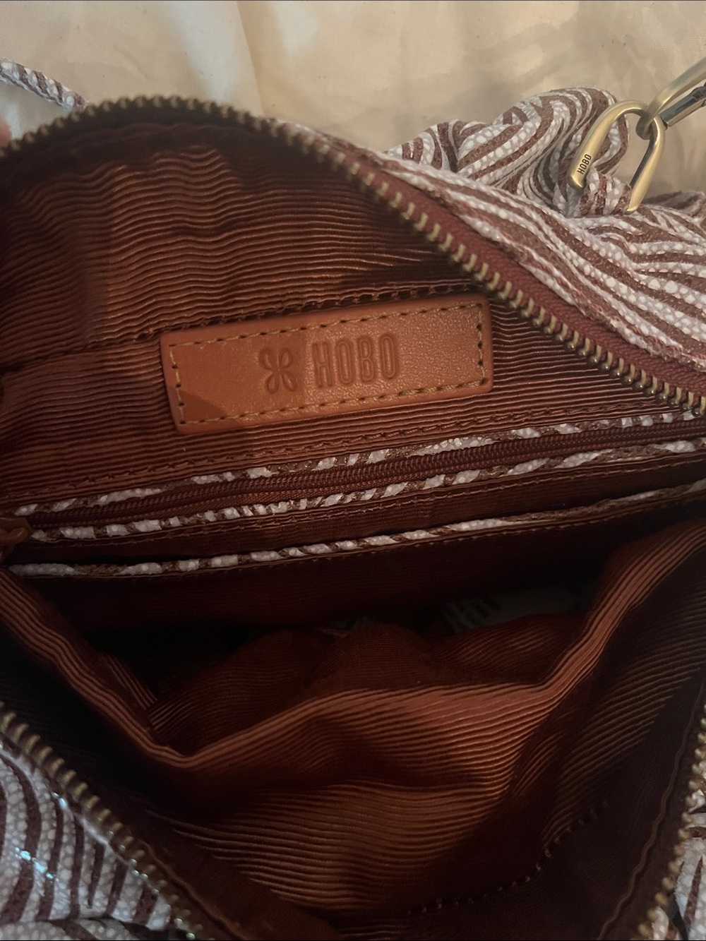 HOBO Brown and White Zebra-Print Hobo Tote - Picture 11 of 16